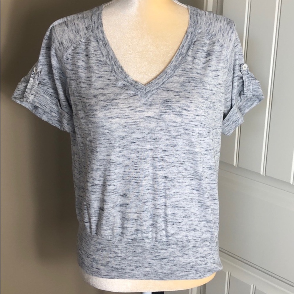 Talbots Heather Gray V-Neck Short Sleeve Top
